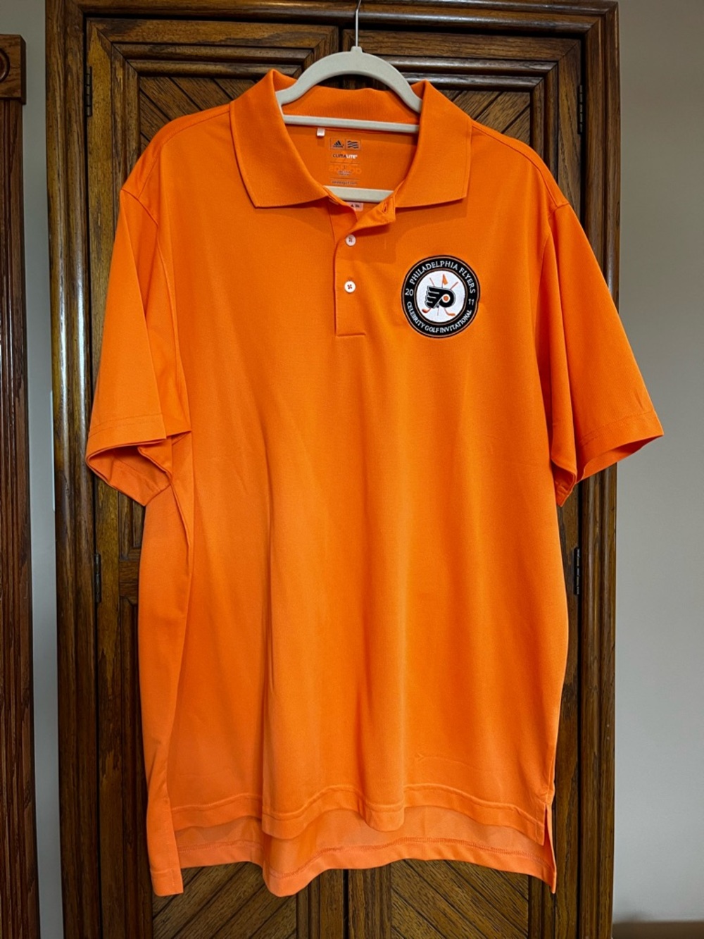 Men's Orange Polo Shirt with Philadelphia Flyers 2011 golf patch